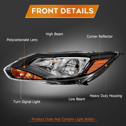 Headlight Assembly Compatible with for ford for Explorer 2016-2017 Passenger Side Black Housing Clear Lens FB5Z13008B FO2519130 in Kuwait