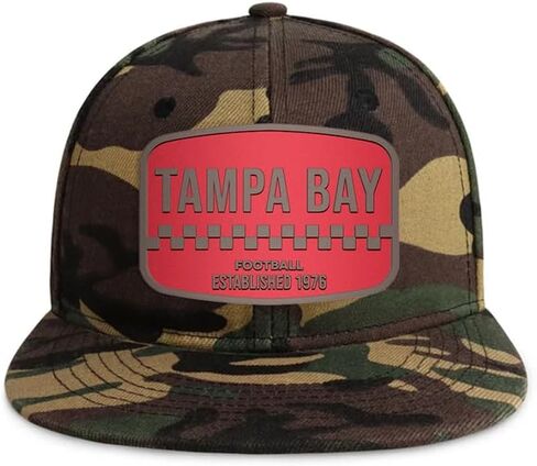 Flatbill Snapback Football Cap for Men and Women, Classic Cotton Sports Hat - Tampa Bay - Wood Camo in Saudi Arabia