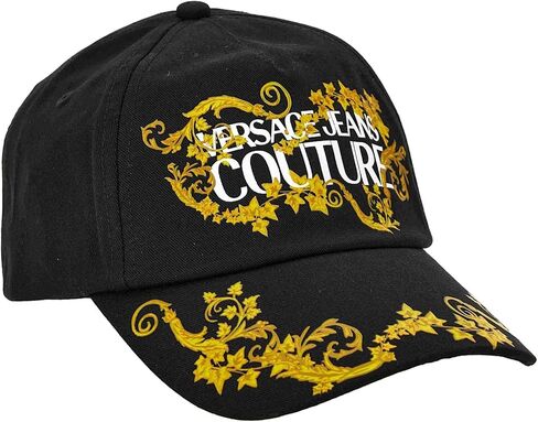 قبعة بيسبول VERSACE JEANS COUTURE سوداء/ذهبية كلاسيكية بنمط أوراق شجر ذهبية اللون in Saudi Arabia