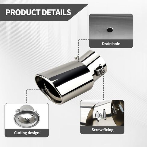 Universal Chrome Exhaust Tips, 2.5 Inch to 3.3 Inch Stainless Steel Car Exhaust Tip, Adjustable Car Muffler Tip Decorative Car Exhaust Tips Car Straight Pipe Exhaust Kit(Silver) in Kuwait