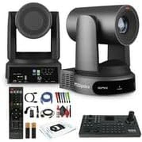كاميرا PTZOptics Move 4K SDI/HDMI/USB/IP PTZ مع زووم بصري 20x (رمادي) (PT20X-4K-GY-G3) + وحدة تحكم عصا التحكم في الكاميرا SuperJoy PTZ + مجموعة تنظيف العدسات + كابل HDMI + كابل إيثرنت + روابط سلكية ملونة in Kuwait