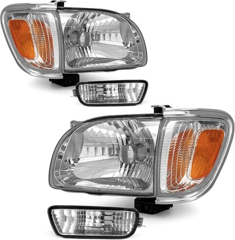 for 2001 2002 2003 2004 Toyota Tacoma Headlight Assembly 01 02 03 04 Toyota Tacoma Headlamp with Corner Signal 6Pcs Blk Lamps and Bumper Light Clear lens Chrome housing in Saudi Arabia
