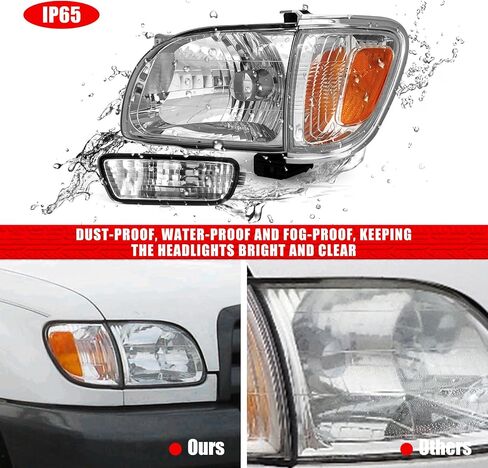 for 2001 2002 2003 2004 Toyota Tacoma Headlight Assembly 01 02 03 04 Toyota Tacoma Headlamp with Corner Signal 6Pcs Blk Lamps and Bumper Light Clear lens Chrome housing in Saudi Arabia
