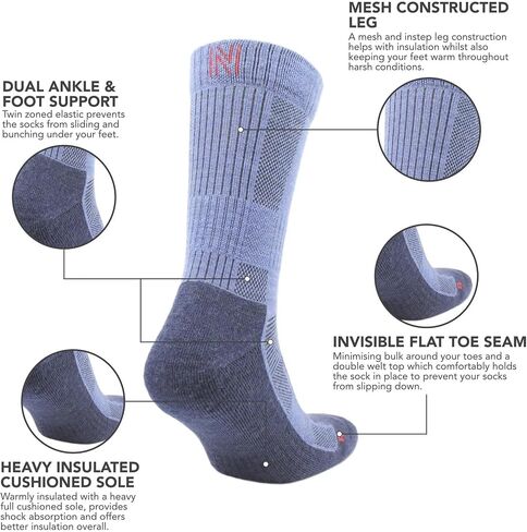NORFOLK Leonardo Hiking, Trekking Merino Wool Mid Weight Cushioned Crew Diabetic friendly Socks, for Men and Women, 4 pack in Saudi Arabia