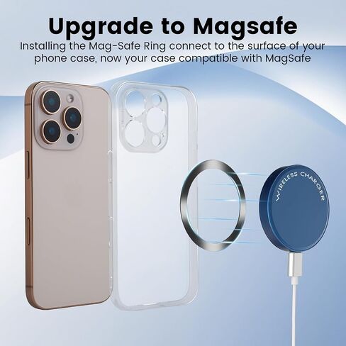 4 Black Compatible with MagSafe Ring Sticker,Upgrade Case to MagSafe,Universal Magnetic Wireless Charger Metal Ring Conversion Kit for iPhone16/15/14/13/12,GalaxyS23/22/21,Google Pixel8/7/6/5Series in Saudi Arabia