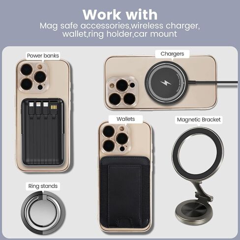 4 Black Compatible with MagSafe Ring Sticker,Upgrade Case to MagSafe,Universal Magnetic Wireless Charger Metal Ring Conversion Kit for iPhone16/15/14/13/12,GalaxyS23/22/21,Google Pixel8/7/6/5Series in Saudi Arabia
