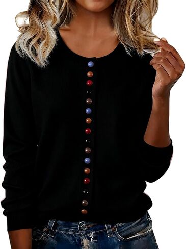 Cashmere Sweaters for Women Button Down Cardigans Soft Cozy Lightweight Wool Knit Tops 2025 Fall Winter Clothing in Saudi Arabia
