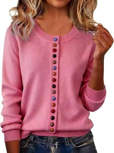 Cashmere Sweaters for Women Button Down Cardigans Soft Cozy Lightweight Wool Knit Tops 2025 Fall Winter Clothing in Saudi Arabia