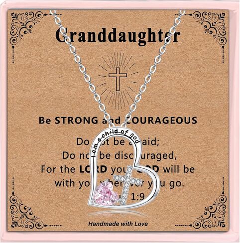 Heart Cross Necklace for Girls, Initial Heart Necklace Baptism First Communion Gift for Daughter Goddaughter in Saudi Arabia