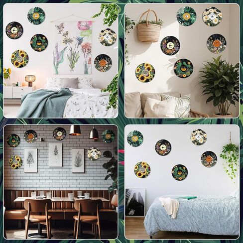 Chunful 6 Pake 12 Inch vintage records wall decor Aesthetic Retro Record Wall Decor for Dorm Bedroom Living Room Art Display Rock and Roll Music Hippie Party Records Decorations(Botanical) in Saudi Arabia