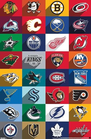Trends International NHL League - ملصق حائط لشعارات 25، 34 طول × 22.4 عرض، نسخة غير مؤطرة in Saudi Arabia