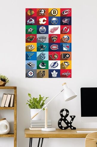 Trends International NHL League - ملصق حائط لشعارات 25، 34 طول × 22.4 عرض، نسخة غير مؤطرة in Saudi Arabia