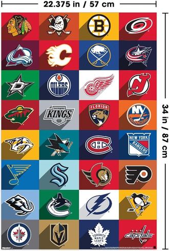 Trends International NHL League - ملصق حائط لشعارات 25، 34 طول × 22.4 عرض، نسخة غير مؤطرة in Saudi Arabia