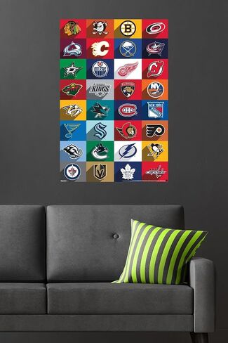 Trends International NHL League - ملصق حائط لشعارات 25، 34 طول × 22.4 عرض، نسخة غير مؤطرة in Saudi Arabia