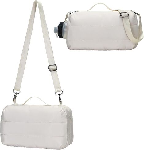 Herald Small Puffer Crossbody Bag with Water Bottle Holder, Shoulder Purse Handbag for Women Men for Walking, Hiking in Kuwait