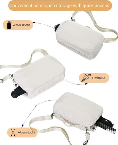 Herald Small Puffer Crossbody Bag with Water Bottle Holder, Shoulder Purse Handbag for Women Men for Walking, Hiking in Kuwait