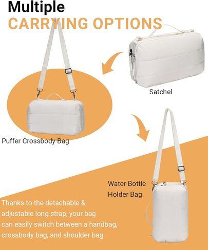 Herald Small Puffer Crossbody Bag with Water Bottle Holder, Shoulder Purse Handbag for Women Men for Walking, Hiking in Kuwait