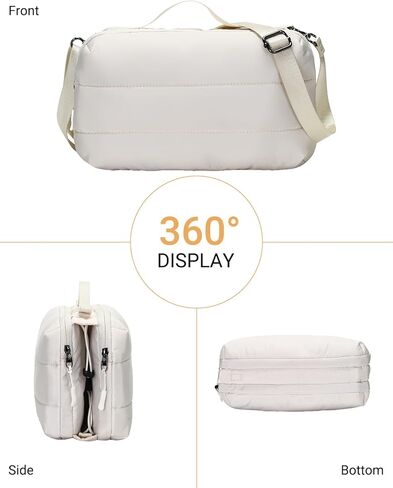 Herald Small Puffer Crossbody Bag with Water Bottle Holder, Shoulder Purse Handbag for Women Men for Walking, Hiking in Kuwait