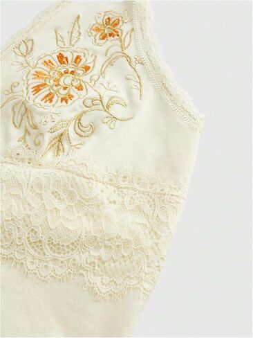 OYOANGLE Women's Floral Embroidery Bow Halter Tank Tops Lace Trim Ruched Fitted Sleeveless Top in Saudi Arabia