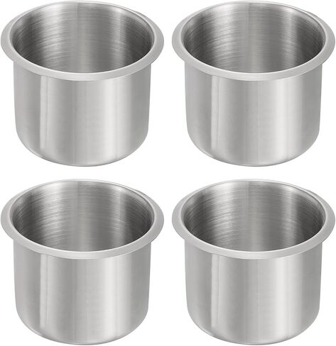 uxcell 4 Pcs 201 Stainless Steel Drop-in Cup, 2.28" x 3.2" Drink Can Holder Poker Table Cup Holder Insert for Sofa Boat Car Marine, Silver in Saudi Arabia