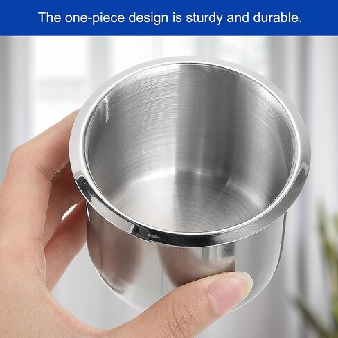 uxcell 4 Pcs 201 Stainless Steel Drop-in Cup, 2.28" x 3.2" Drink Can Holder Poker Table Cup Holder Insert for Sofa Boat Car Marine, Silver in Saudi Arabia