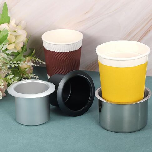 uxcell 4 Pcs 201 Stainless Steel Drop-in Cup, 2.28" x 3.2" Drink Can Holder Poker Table Cup Holder Insert for Sofa Boat Car Marine, Silver in Saudi Arabia