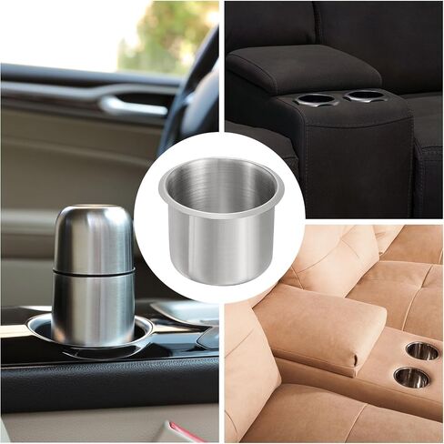 uxcell 4 Pcs 201 Stainless Steel Drop-in Cup, 2.28" x 3.2" Drink Can Holder Poker Table Cup Holder Insert for Sofa Boat Car Marine, Silver in Saudi Arabia