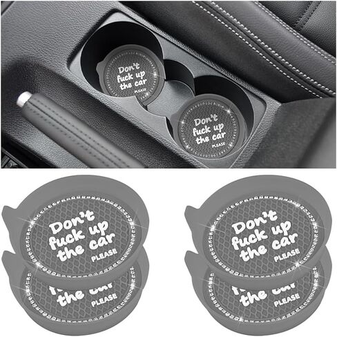 Mandark 4PCS Bling Car Cup Coaster, 2.75 Inch Anti-Slip Crystal Rhinestone Vehicle Cup Holder Insert Mat, Silicone Diamond Automotive Interior Drink Coasters Decor Accessories, Universal Fit (Purple) in Saudi Arabia