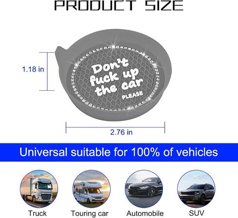 Mandark 4PCS Bling Car Cup Coaster, 2.75 Inch Anti-Slip Crystal Rhinestone Vehicle Cup Holder Insert Mat, Silicone Diamond Automotive Interior Drink Coasters Decor Accessories, Universal Fit (Purple) in Saudi Arabia
