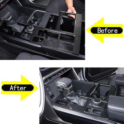Gear Shift Panel and Cup Holder Cover Trim 2 in 1 Compatible with Toyota Tundra 2022-2025, Center Console Interior Decoration Accessories (Carbon Fiber Style) in Saudi Arabia