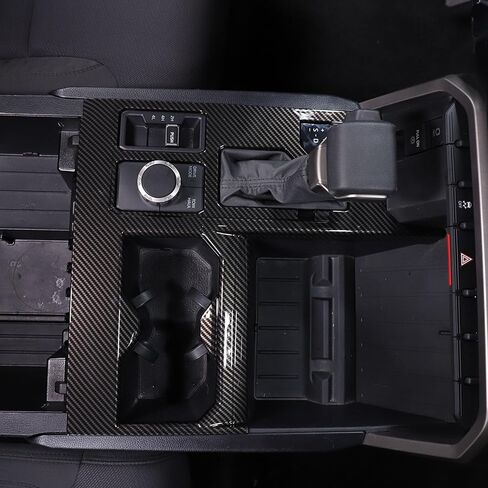 Gear Shift Panel and Cup Holder Cover Trim 2 in 1 Compatible with Toyota Tundra 2022-2025, Center Console Interior Decoration Accessories (Carbon Fiber Style) in Saudi Arabia
