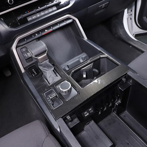 Gear Shift Panel and Cup Holder Cover Trim 2 in 1 Compatible with Toyota Tundra 2022-2025, Center Console Interior Decoration Accessories (Carbon Fiber Style) in Saudi Arabia