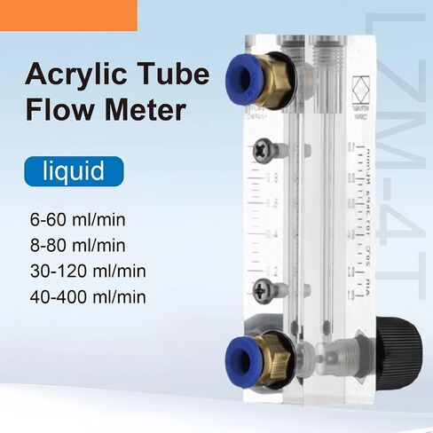 LZM-4T Acrylic Tube Flow Meter Panel Mount Adjustable Rotameter for Liquid Measurement with Control Valve(L-30-120ML-min-6mm) in Saudi Arabia