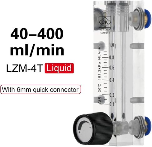 LZM-4T Acrylic Tube Flow Meter Panel Mount Adjustable Rotameter for Liquid Measurement with Control Valve(L-30-120ML-min-6mm) in Saudi Arabia
