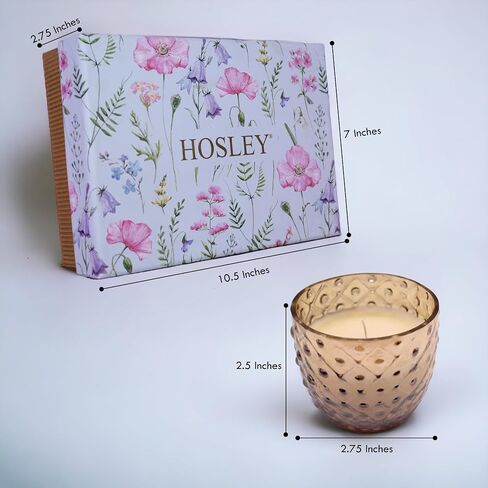 Hosley Fragrance Gift Set - 4 Gold Glass Scented Candles with Ceramic Incense Holder, 20 Incense Sticks & Rose Petal Bag for Meditation, Aromatherapy, Spa, Wedding in Saudi Arabia