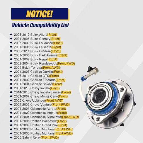KUSATEC 513179 2pcs Front Wheel Bearing and Hub Assembly Compatible with Cadillac Seville/DeVille, Buick Century/Park Avenue/Lacrosse, Oldsmobile Intrigue, 5 Lugs w/ABS in Saudi Arabia