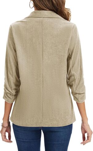 سترة نسائية سروال قصير مكشكش 3/4 كم طية صدر السترة بأزرار كاجوال للعمل المكتبي سترة مع جيوب in Kuwait