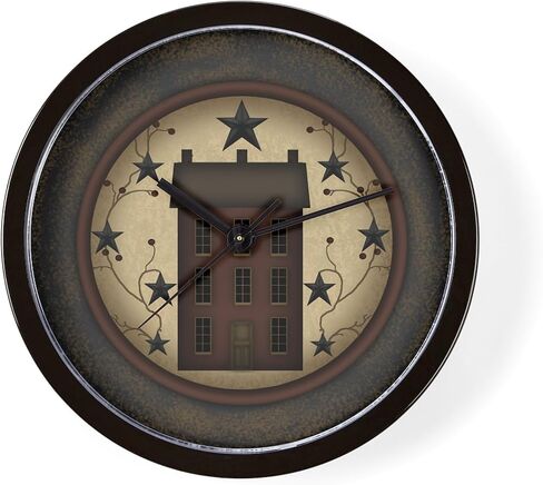ساعة حائط CafePress Primitive Saltbox and Stars مقاس 10 بوصات لغرفة المعيشة أو المطبخ أو المكتب in Saudi Arabia
