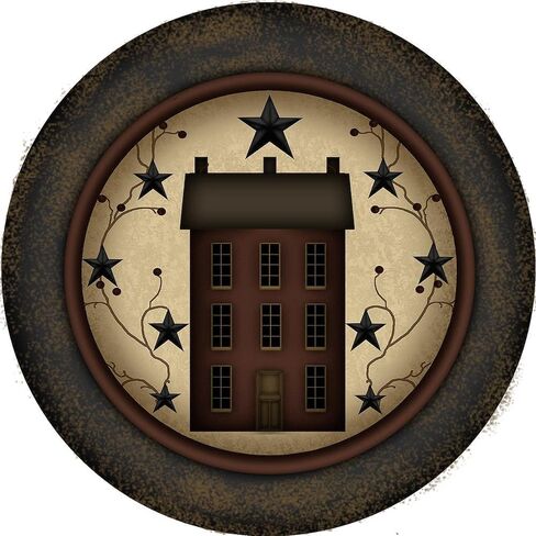ساعة حائط CafePress Primitive Saltbox and Stars مقاس 10 بوصات لغرفة المعيشة أو المطبخ أو المكتب in Saudi Arabia