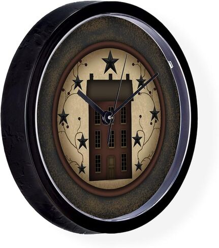 ساعة حائط CafePress Primitive Saltbox and Stars مقاس 10 بوصات لغرفة المعيشة أو المطبخ أو المكتب in Saudi Arabia