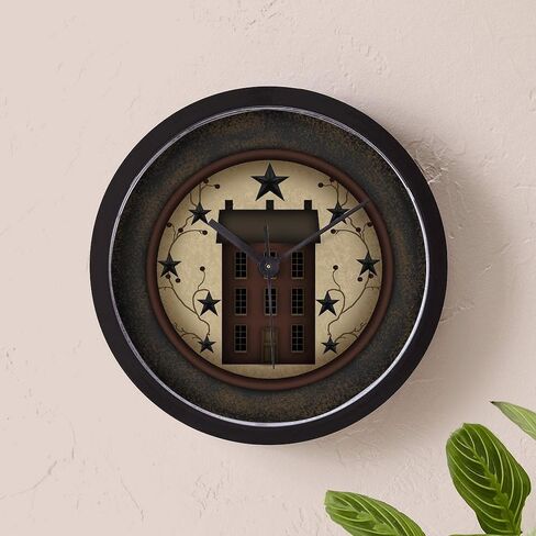 ساعة حائط CafePress Primitive Saltbox and Stars مقاس 10 بوصات لغرفة المعيشة أو المطبخ أو المكتب in Saudi Arabia