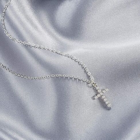 Diamond Cross Necklace for Women 14K Gold Plated Cubic Zirconia Cross Necklace Simple Delicate Cross Faith Pendant Necklace Lovely Little Cross Necklace for Women Jewelry in Kuwait