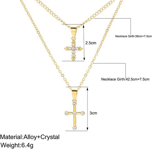 Diamond Cross Necklace for Women 14K Gold Plated Cubic Zirconia Cross Necklace Simple Delicate Cross Faith Pendant Necklace Lovely Little Cross Necklace for Women Jewelry in Kuwait