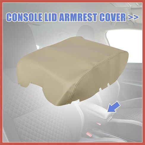 ACROPIX Car Center Console Lid Armrest Seat Box Cover Protector Replacement Microfiber Leather for Toyota Tundra 2008-2013 Beige Car Parts in Saudi Arabia