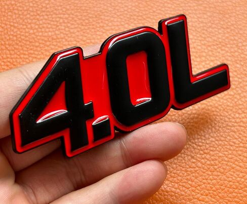 4.0L Metal Car Emblem Logo, Car Emblems 3D Sticker Badge Decal Car Truck Replacement Compatible with Universal Vehicle, Car, Truck, SUV (Red/Black) in Saudi Arabia