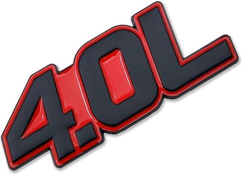 4.0L Metal Car Emblem Logo, Car Emblems 3D Sticker Badge Decal Car Truck Replacement Compatible with Universal Vehicle, Car, Truck, SUV (Red/Black) in Saudi Arabia