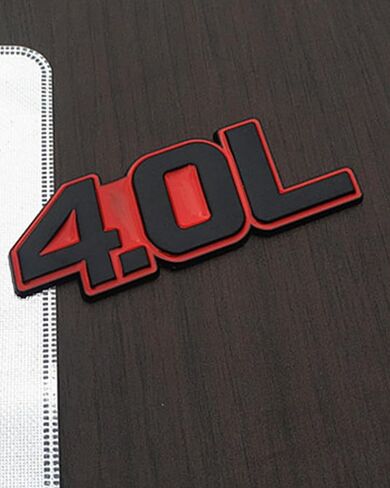 4.0L Metal Car Emblem Logo, Car Emblems 3D Sticker Badge Decal Car Truck Replacement Compatible with Universal Vehicle, Car, Truck, SUV (Red/Black) in Saudi Arabia