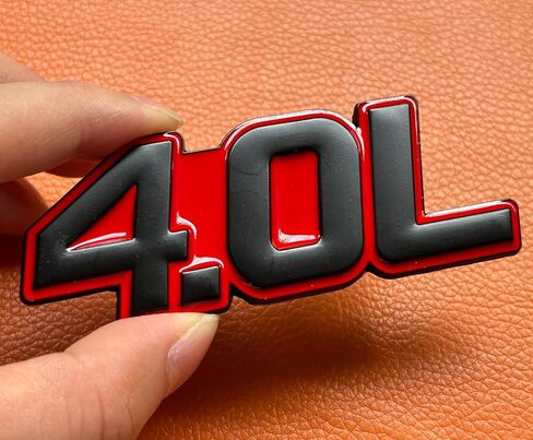 4.0L Metal Car Emblem Logo, Car Emblems 3D Sticker Badge Decal Car Truck Replacement Compatible with Universal Vehicle, Car, Truck, SUV (Red/Black) in Saudi Arabia