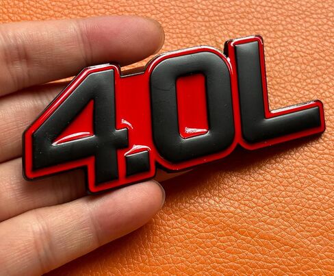 4.0L Metal Car Emblem Logo, Car Emblems 3D Sticker Badge Decal Car Truck Replacement Compatible with Universal Vehicle, Car, Truck, SUV (Red/Black) in Saudi Arabia
