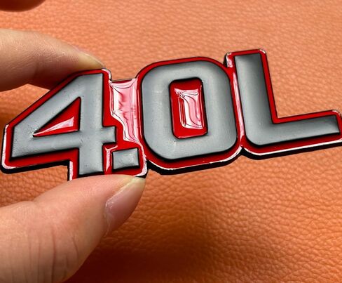 4.0L Metal Car Emblem Logo, Car Emblems 3D Sticker Badge Decal Car Truck Replacement Compatible with Universal Vehicle, Car, Truck, SUV (Red/Black) in Saudi Arabia